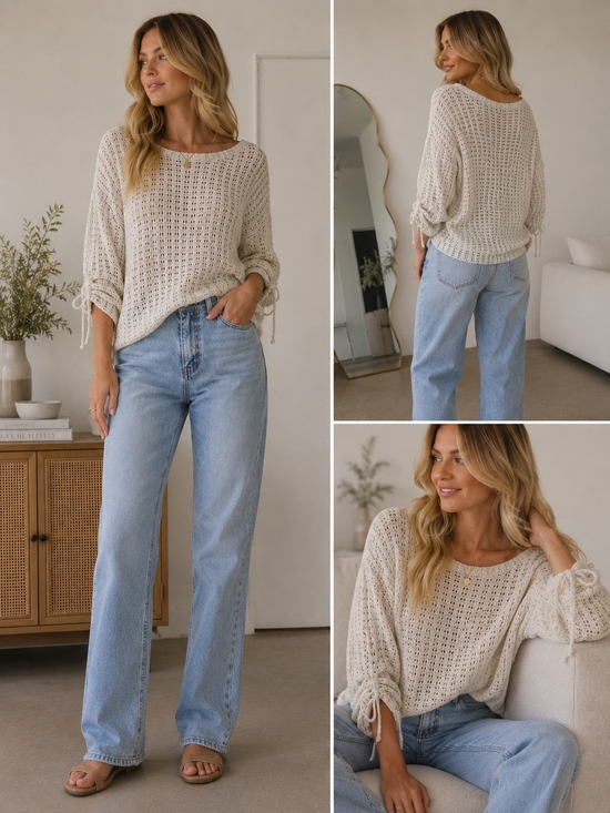 Maurices Tops - Maurices Cream Open-Knit Pullover Sweater